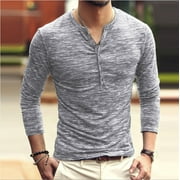 Spring and summer open placket slim-fitting shirt