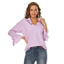 Spring and summer women's long-sleeved shirts for women street loose ...