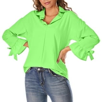 Spring and summer women's long-sleeved shirt street loose solid color large size bell sleeve women's clothing