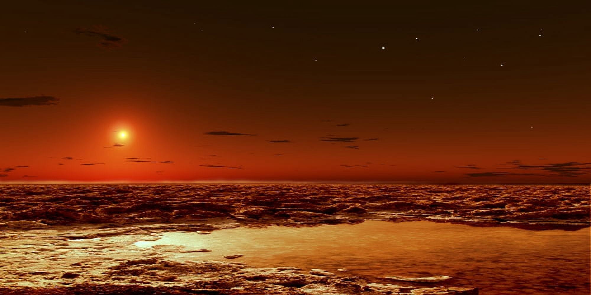 Spring arrives near the Martian polar cap Canvas Art - Frank HettickStocktrek Images (40 x 20)
