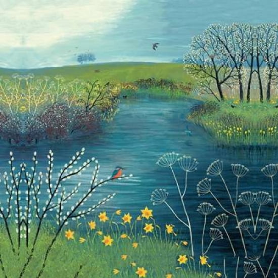 Spring at Kingfisher Pool Canvas Art - Jo Grundy (24 x 24)