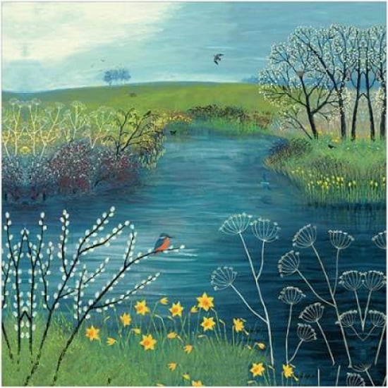 Spring at Kingfisher Pool Canvas Art - Jo Grundy (24 x 24)