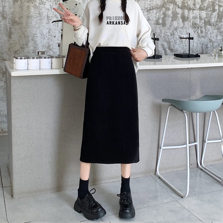 Spring corduroy Skirt for Women New Elegant office ladies High 