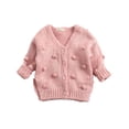 thumbnail image 1 of Spring hue Baby Girl Warm Sweater Knitted Bubble Ball 3D Pom Cardigan Coat, 1 of 6