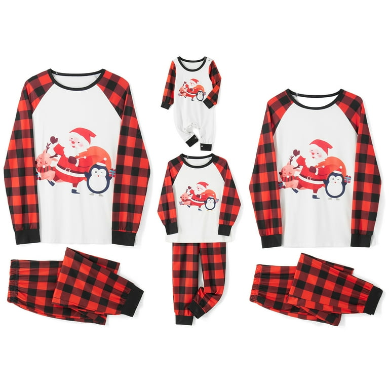 Spring hue Family Matching Christmas Pajamas Long Pants Sleepwear Set Sizes Baby Kids Adult Unisex