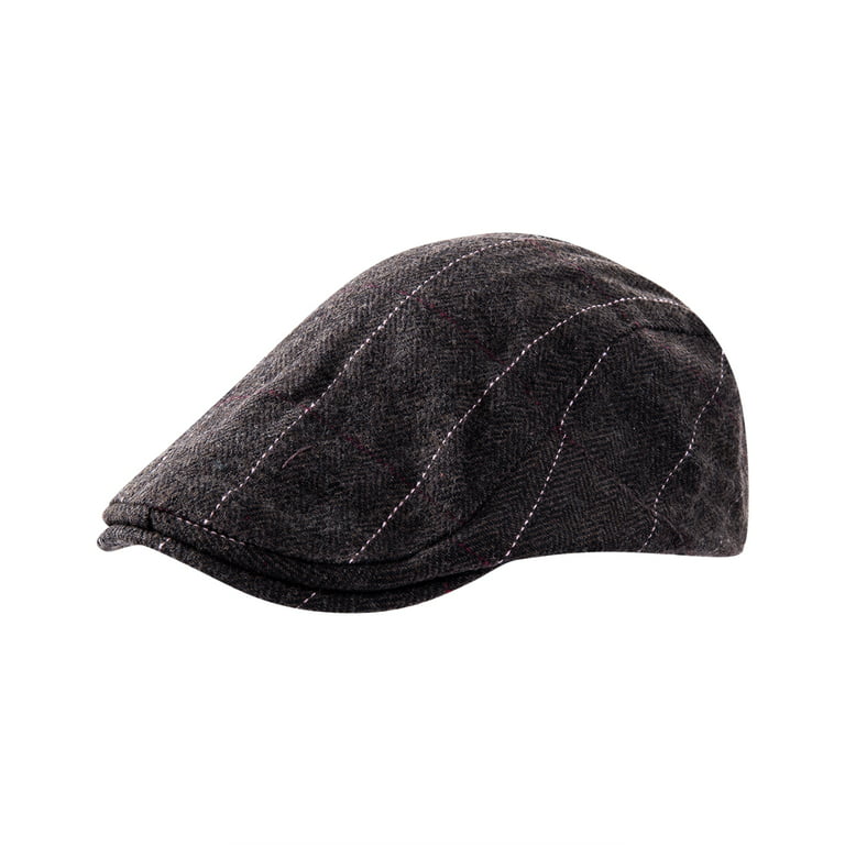 Spring hue Men's Cap Retro Warm Adjustable Lightweight Durable Beret Pea Hat