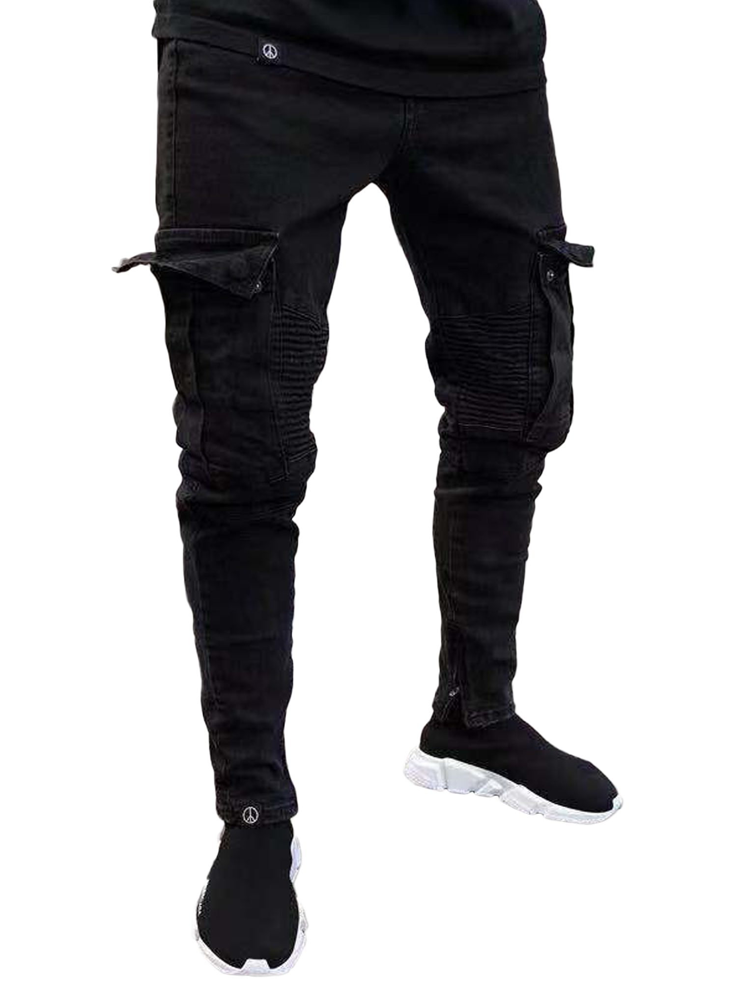 Spring hue Mens Slim Fit Urban Straight Leg Trousers Casual Pencil Jogger Cargo Pants Jeans - image 1 of 5