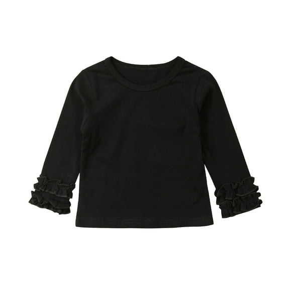 Spring hue Toddler Baby Girl Long Sleeve T-shirt Crew Neck Cotton Ruffle Tops