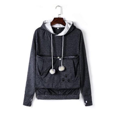 Spring hue Women Family Matching Cat Ear Pet Holder Pouch Pocket Hoodie Coat Tops Pullover