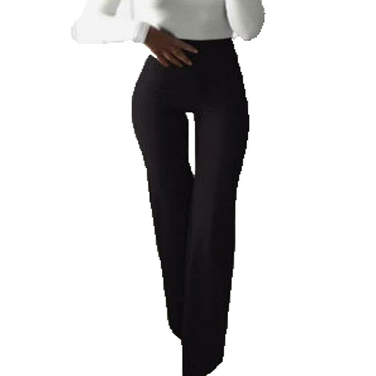Spring hue Women's Long Flared Pants Slim Fit Wide Leg Work Pants Stretch  Trousers