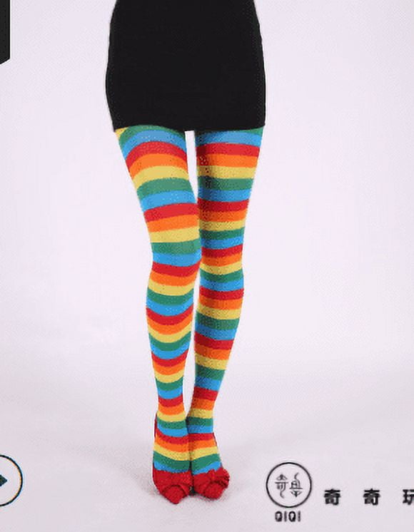 Spring hue Women's Striped Tights Opaque Microfiber Stockings Nylon