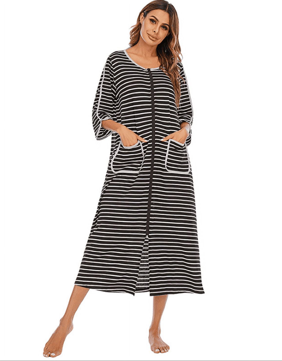 Spring hue Womens Robes Dressing Gowns,Women Zipper Robe Short/Long