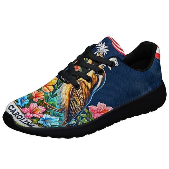 Spring in South Carolina Native Bird and Blooming Flowers Shoes Sneakers Black Size 5