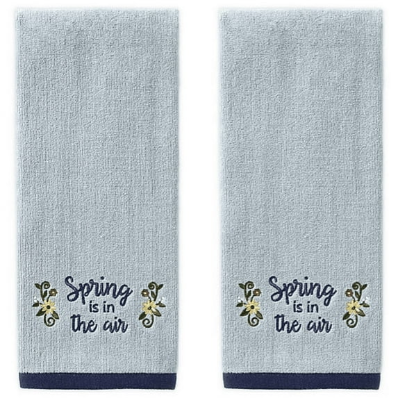 Spring is in the Air Hand Towels in Blue (Set of 2)