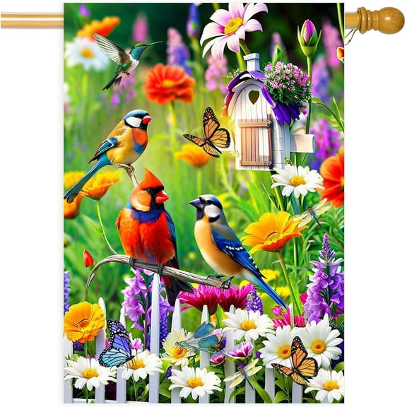 Spring large Garden Flag 28x40 Double Sided Vertical, monarch Butterfly Floral Flower Welcome Garden Yard House Flags Outside Outdoor House sunflower Spring Summer Décor