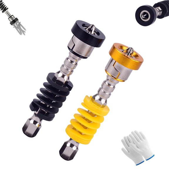 Spring-loaded Bit Holder, Anti-drop Magnetic Screw Holder Bits, Magnetic Quick Release Depth Stop Bit Holder, 1/4" Hex Shank Spring-loaded Screw Setter for Impact Driver & Power Drill