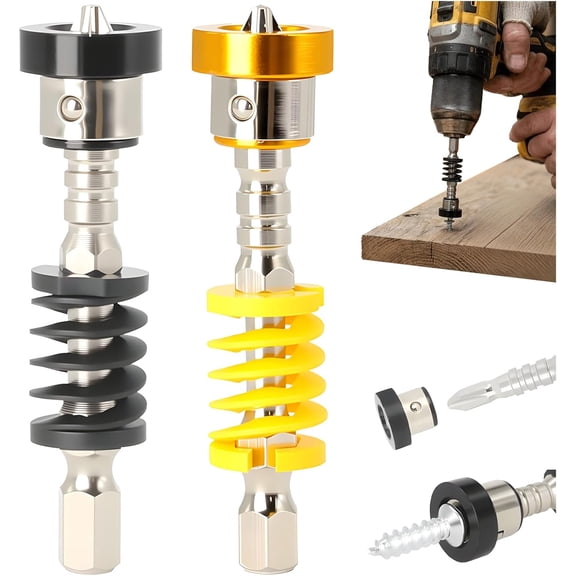 Spring-loaded Bit Holder,Anti-drop Screw Fixing Drill Bit One-Handed Operation Spring Positioning Bits, Universal Screws Retaining Tool for Electricians,Mechanics, DIY Home Repair 2Pcs