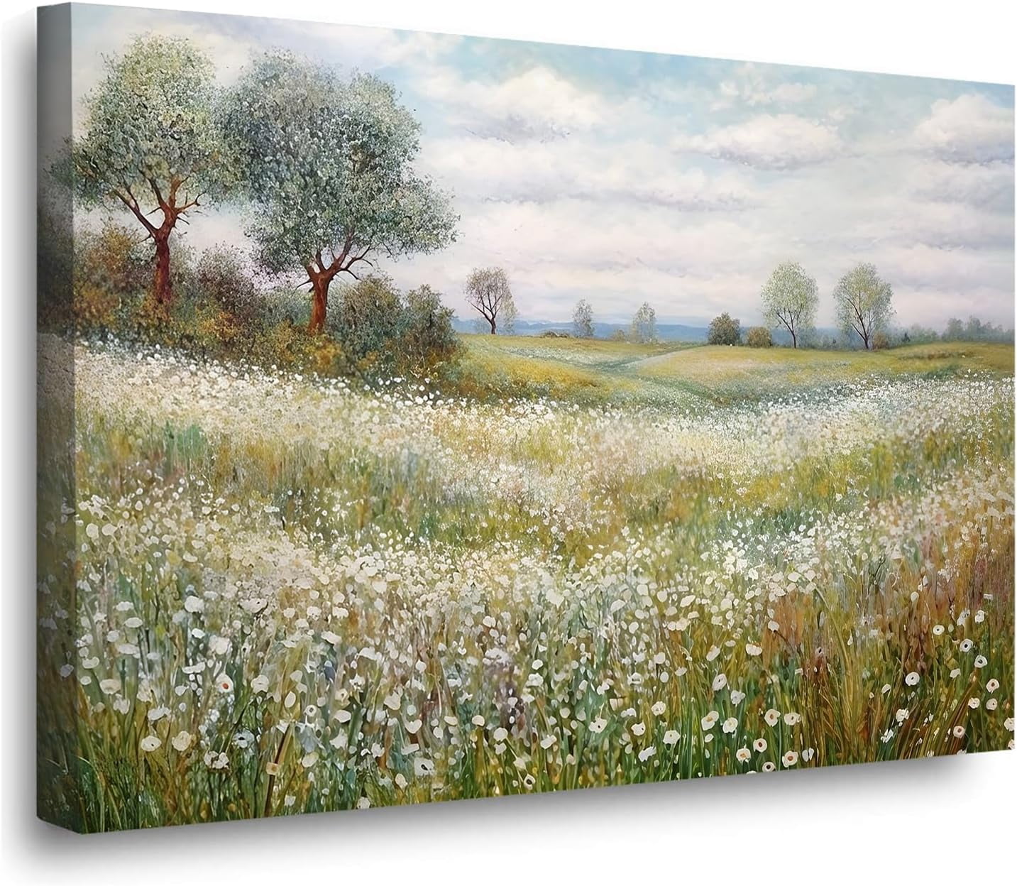 Spring meadow landscape oil painting vintage landscape canvas wall art ...