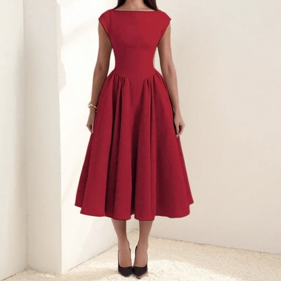 Spring new style elegant waist-slimming sleeveless dress with back cutout