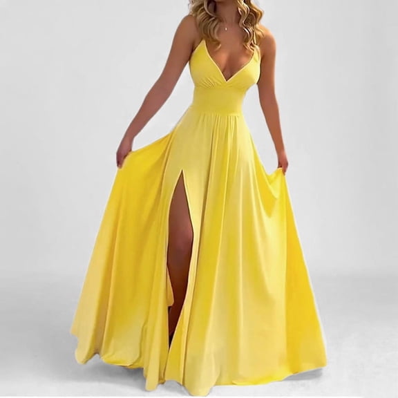 Spring new women's clothing European and American style camisole dress fashionable sexy slit solid color long dress