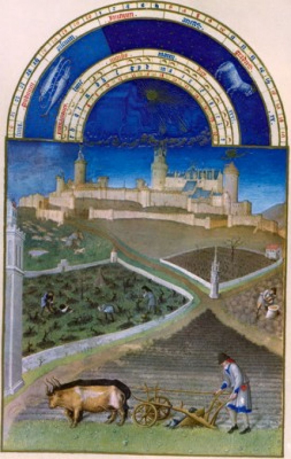 Spring on the Farm by Limbourg Brothers 15th Century 1385-1416 Canvas Art - Limbourg Brothers (18 x 24)