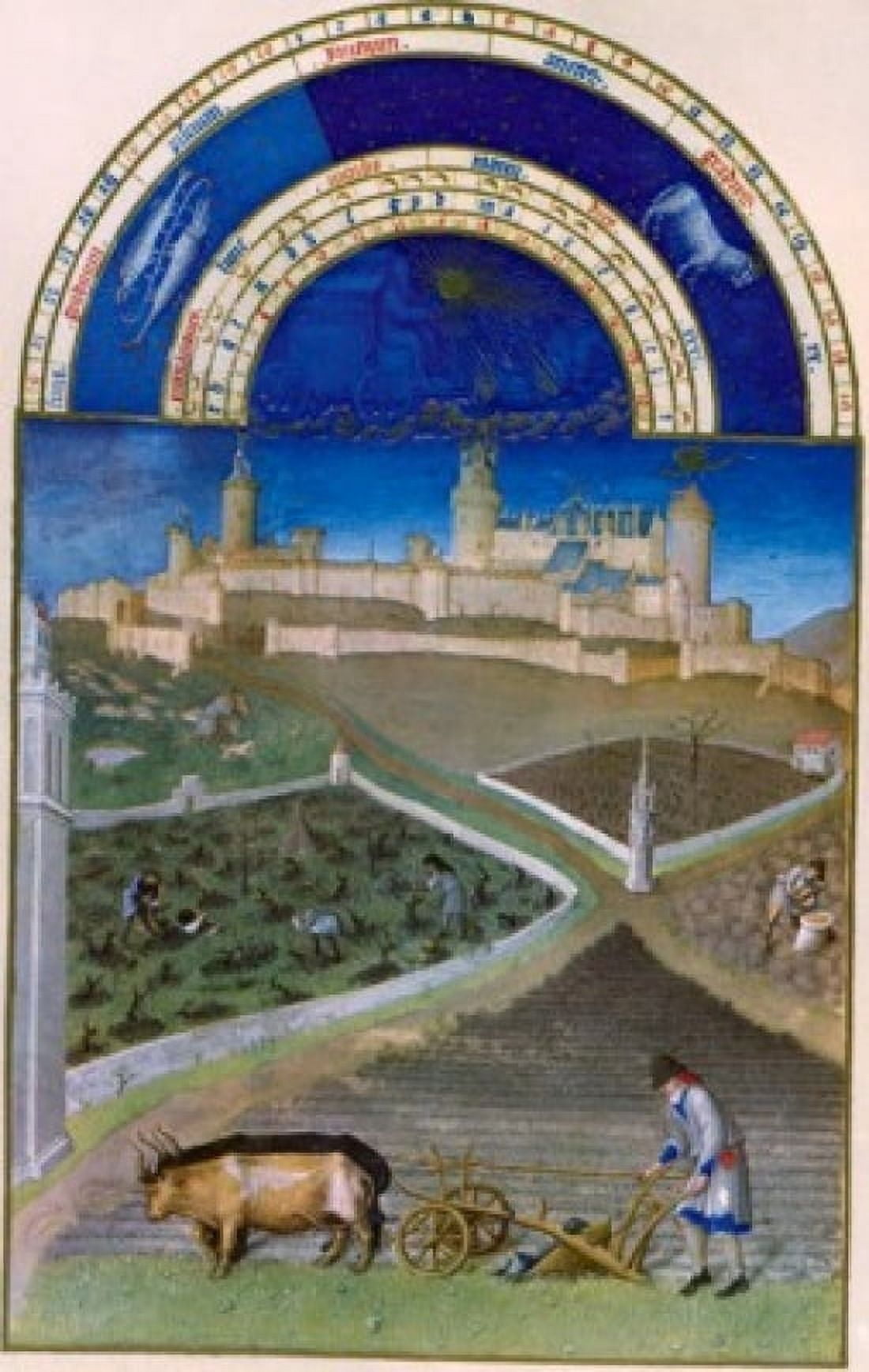 Spring on the Farm by Limbourg Brothers 15th Century 1385-1416 Canvas Art - Limbourg Brothers (24 x 36)