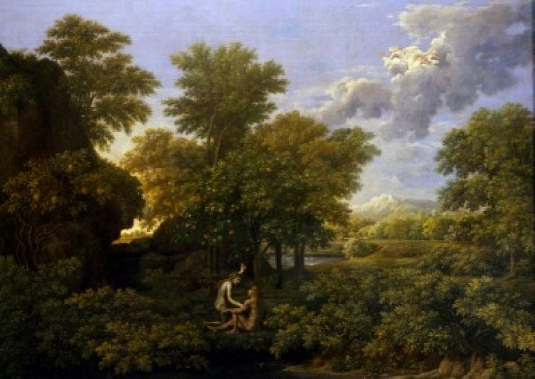Spring or the Earthly Paradise by Nicolas Poussin c 1660-1664 (1594-1665) Paris Musee du Louvre Canvas Art - Nicolas Poussin (24 x 36)