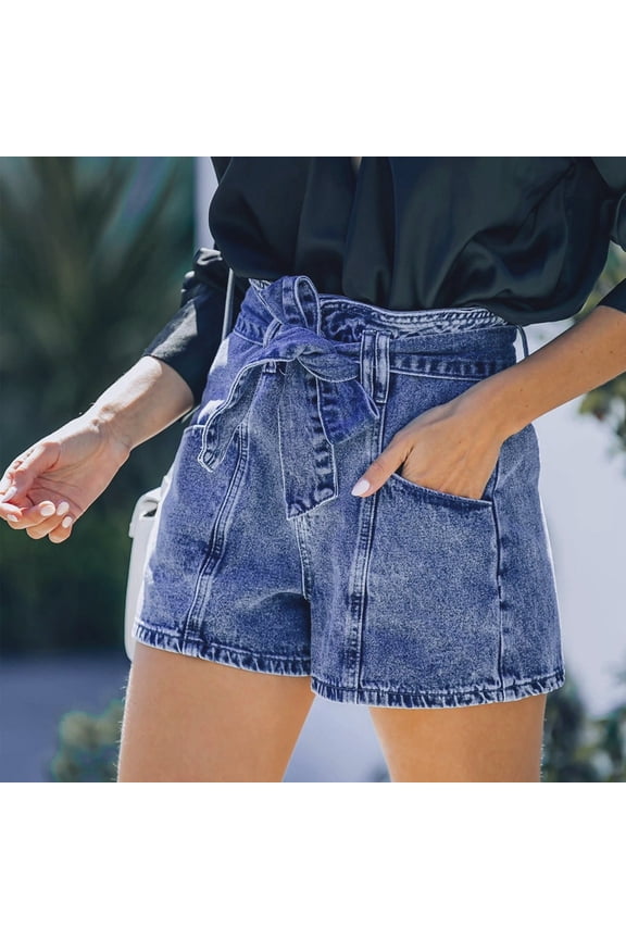Spring/summer Street Fashion Casual Straight Leg Shorts With Belt Denim Shorts For Women M1 Denim Long Stilt Pants Jean's Posh Pantry Super Straight Boyfriend Corduroy Pants Jean Pants for Women High