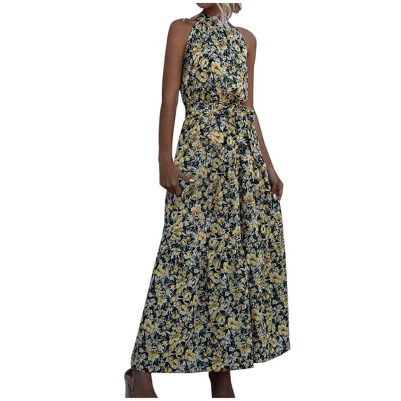 Spring/summer Women's Polka Dot Print Strap Dress Long Skirt