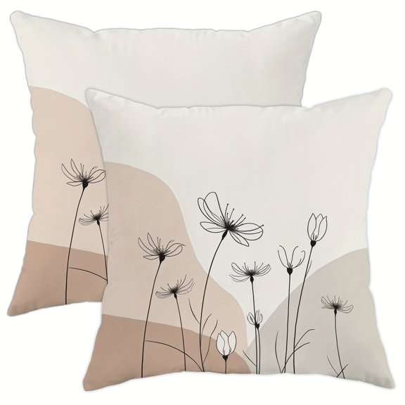 Spring and summer themed pillow covers, designed with minimalist floral line art, these abstract contour designs provide a relaxed, modern and minimalist aesthetic feel.