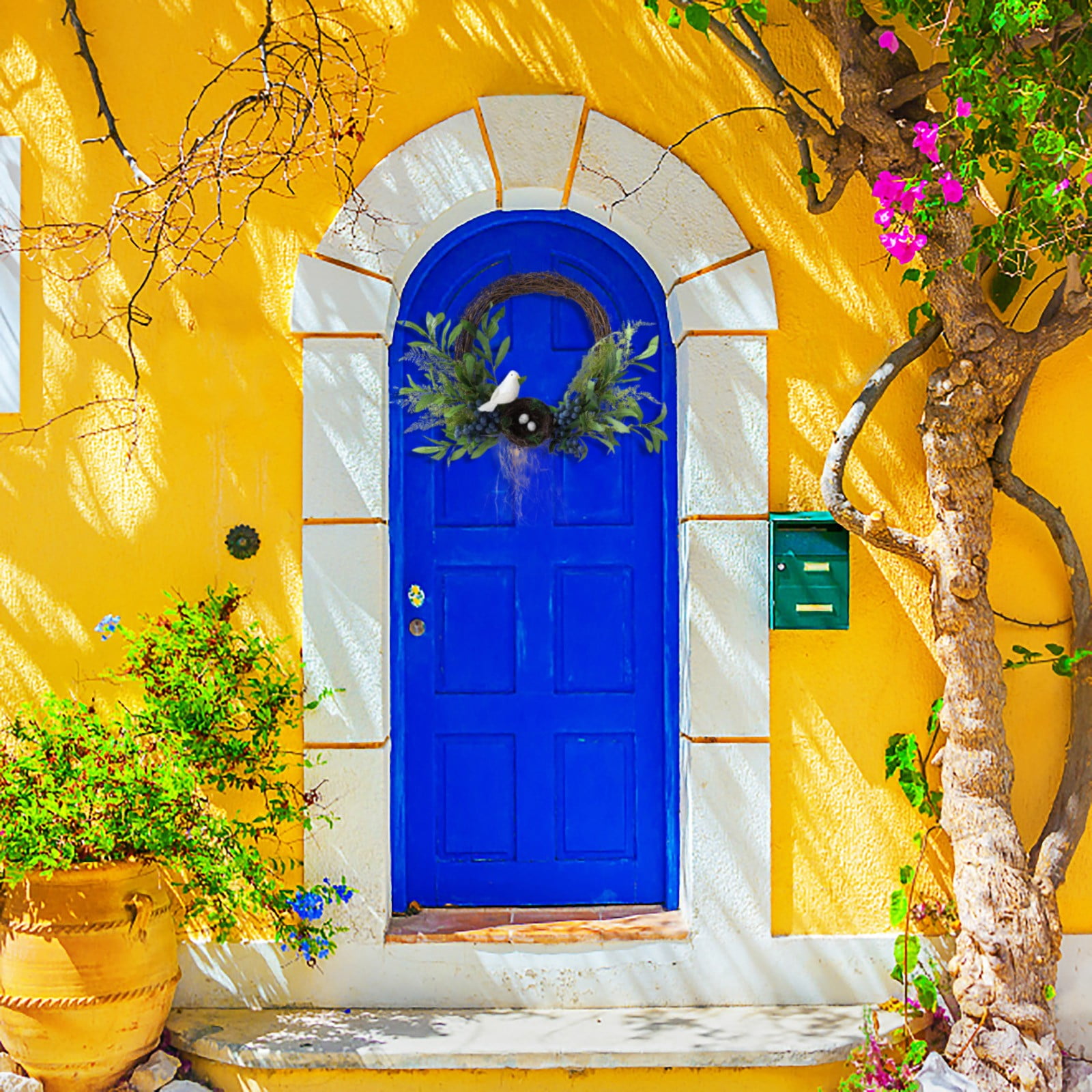 Spring wreath, olive branch door knocker, day, doorbell day Wedding