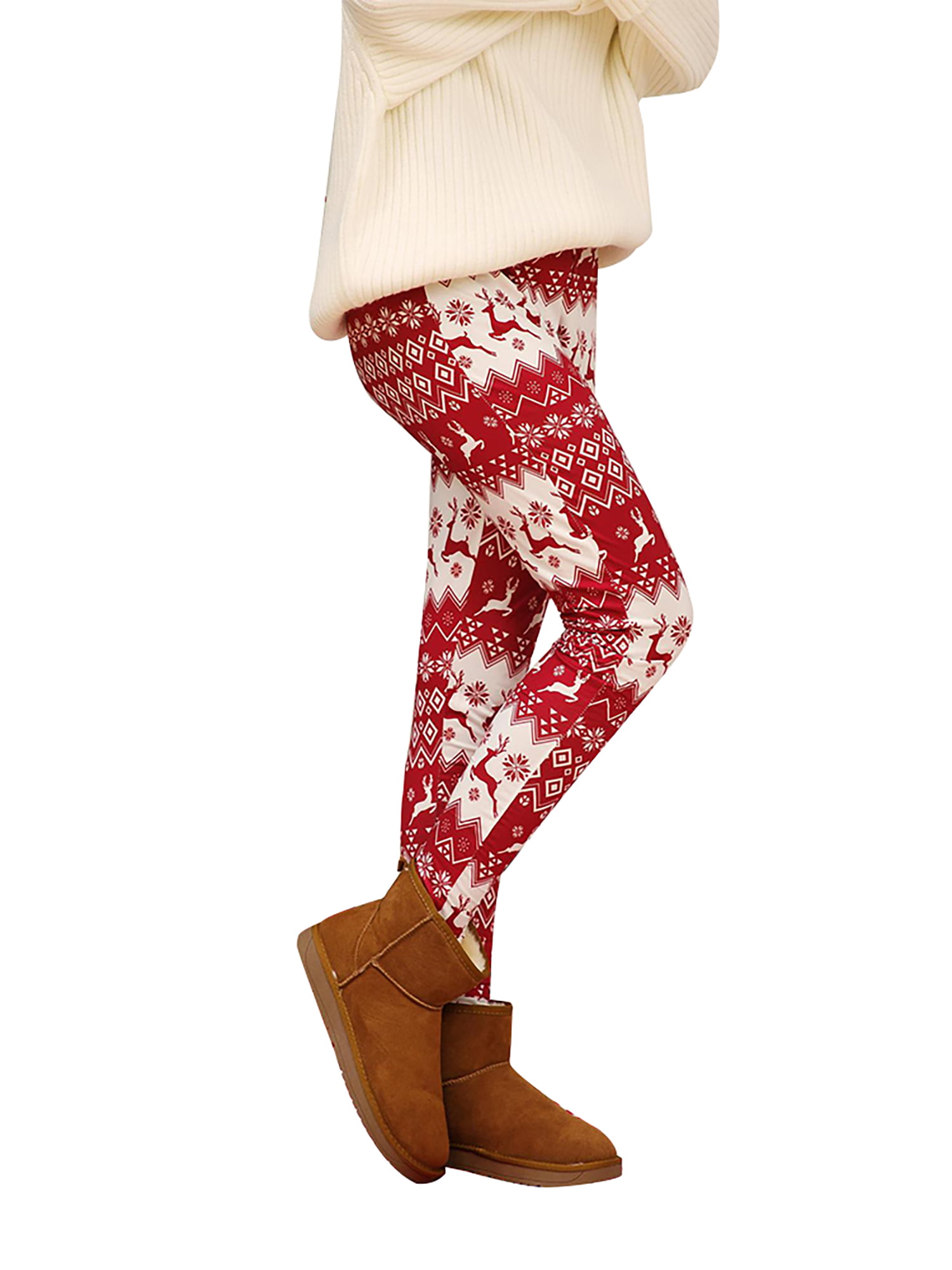 Womens Funny Printed Ugly Christmas Leggings High Waist Stretchy Slim Fit  Xmas Tights 