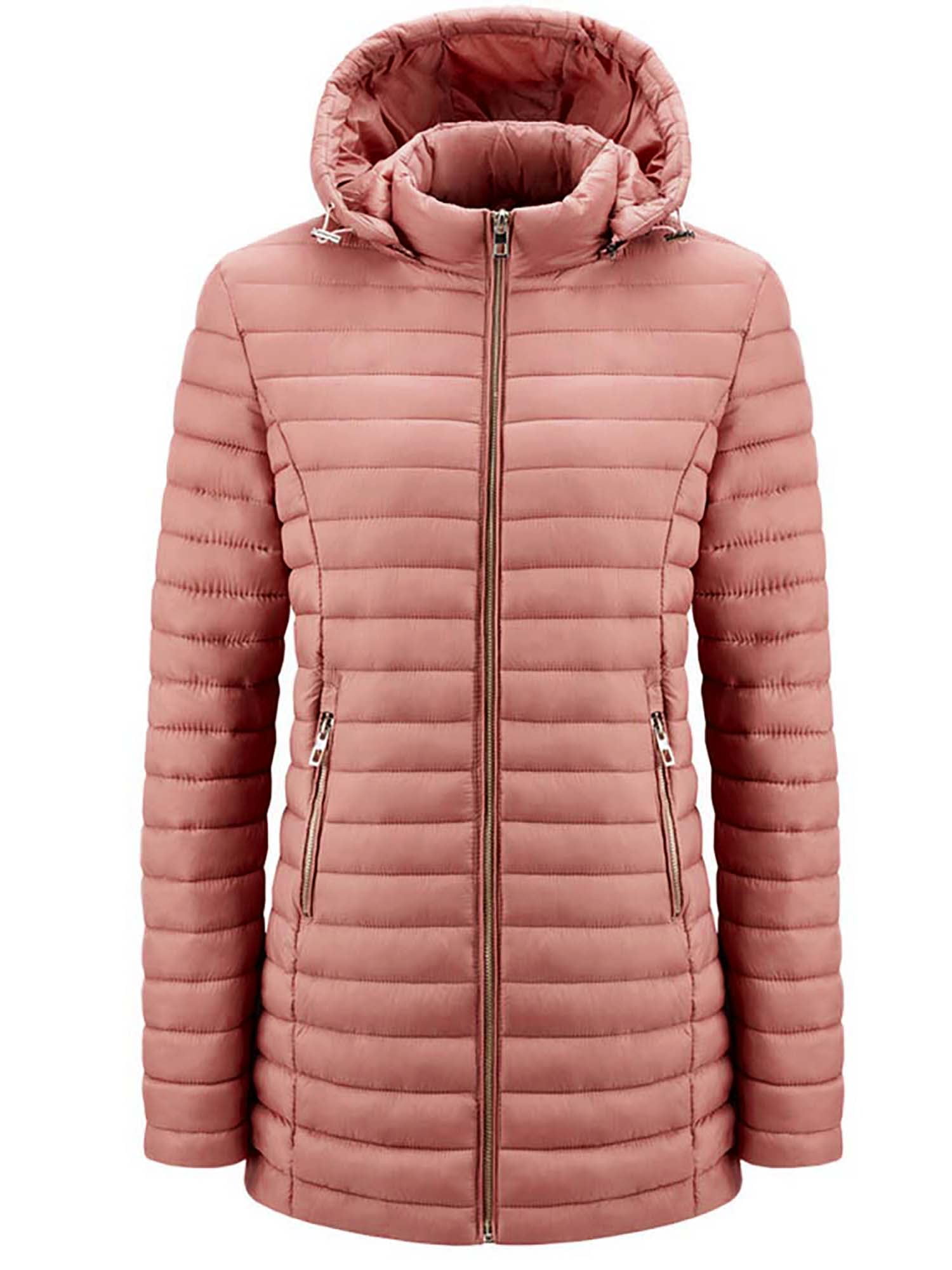 SpringTTC Women Padded Long Winter Coat with Removable Hood Casual
