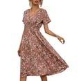 thumbnail image 1 of SpringTTC Women Summer Floral Short Sleeve V Neck Swing Dress, 1 of 7