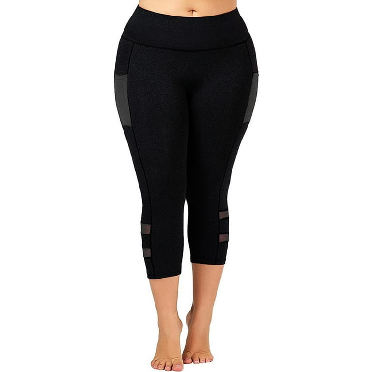 SpringTTC Women's Ladies Plus Size Yoga Pants Solid Hollow High Waise  Running Leggings