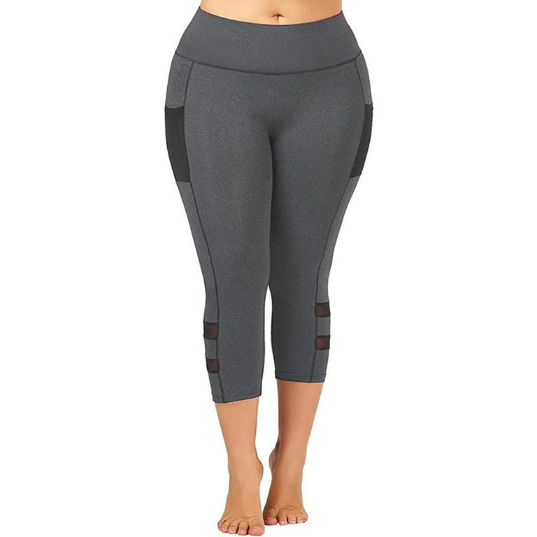SpringTTC Women's Ladies Plus Size Yoga Pants Solid Hollow High Waise  Running Leggings