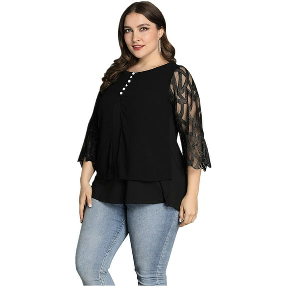 SpringTTC Women's Plus Size Printed Tops Racerback Casual Loose Fit Blouse