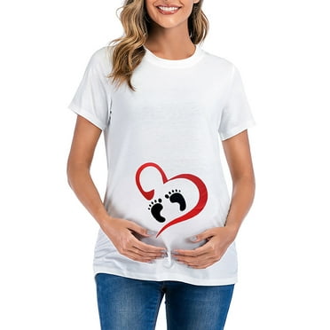 SpringTTC Womens Breathable Summer Love Printing Short Sleeve Round Neck Pregnancy Maternity T-Shirt Tops