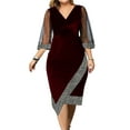 thumbnail image 1 of SpringTTC Womens Party Cocktail Plus Size Formal Dresses Velvet Sexy Sheer Lace Half Sleeve V-Neck Elastic Waist Hi-Low Dresses Ball Gown, 1 of 4