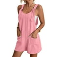 thumbnail image 1 of SpringTTC Womens Summer Plus Size S-4XL One-Piece Square Neck Sleeveless Pockets Loose Fit Wide Strap Jumpsuits, 1 of 4