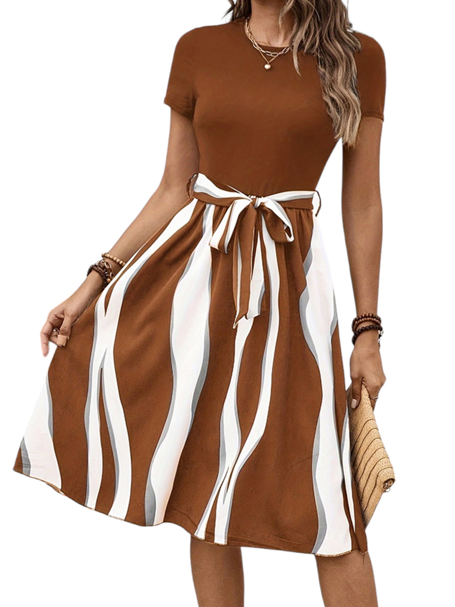 Summer Rock Style Long Sleeve Round Neck Dress main image 0