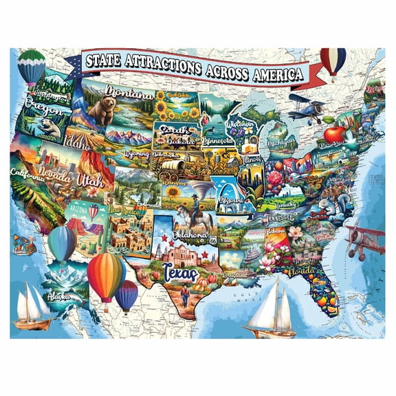Springbok 1000 Piece All American Attractions Jigsaw Puzzle for Adults - Poster Included