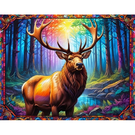 Springbok 1000 Piece Stained Glass Elk Jigsaw Puzzle for Adults
