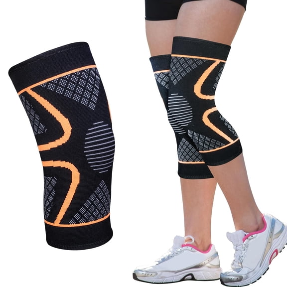 Springbok Adjustable Knee Brace 3D Compression Sleeve for Pain Relief & Sports, XX-Large, Black/Orange