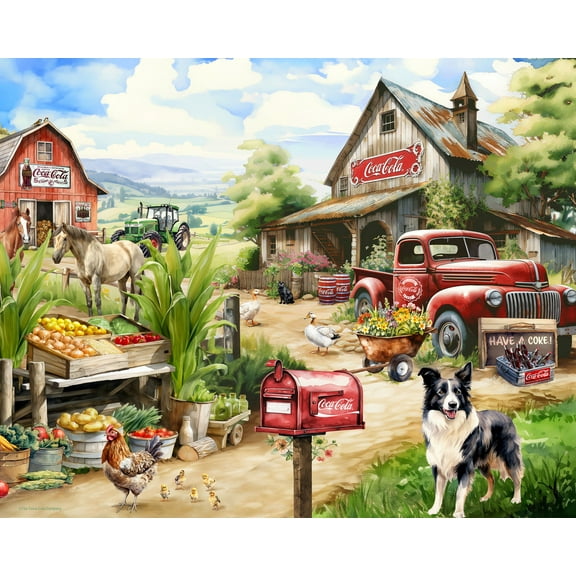 Springbok 1000 Piece Coca-Cola Countryside Market Jigsaw Puzzle for Adults - Made in USA