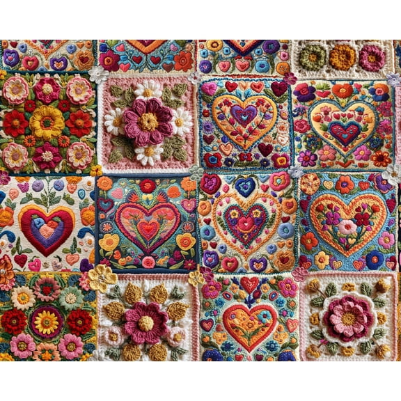 Springbok Crochet Hearts 1000 Piece Jigsaw Puzzle for Adults - Poster Now Included