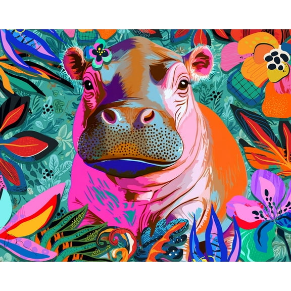 Springbok 500 Piece Floral Hippo Pop Jigsaw Puzzle for Adults and Family