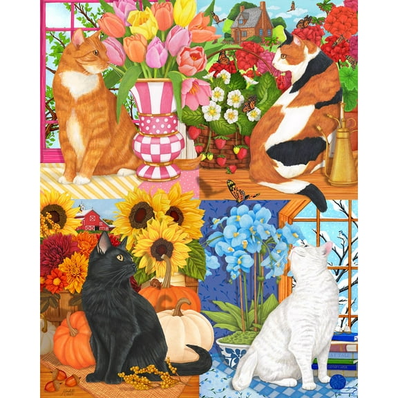 Springbok 1000 Piece Four Seasons of Cats Jigsaw Puzzle for Adults  - Made in USA