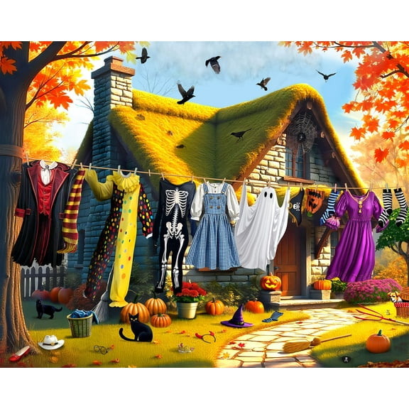 Springbok 500 Piece Halloween Laundry Jigsaw Puzzle for Adults - Made in USA