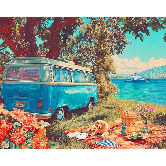 Springbok Lake Day Picnic 500 Piece Jigsaw Puzzle for Adults - Poster Now Included